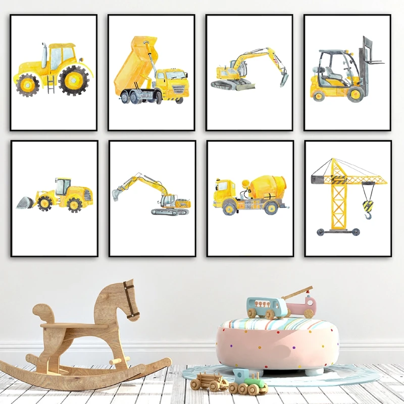 Baufahrzeuge, Aquarell, Kinder – Heavy Equipment Background Bewertung und Preis