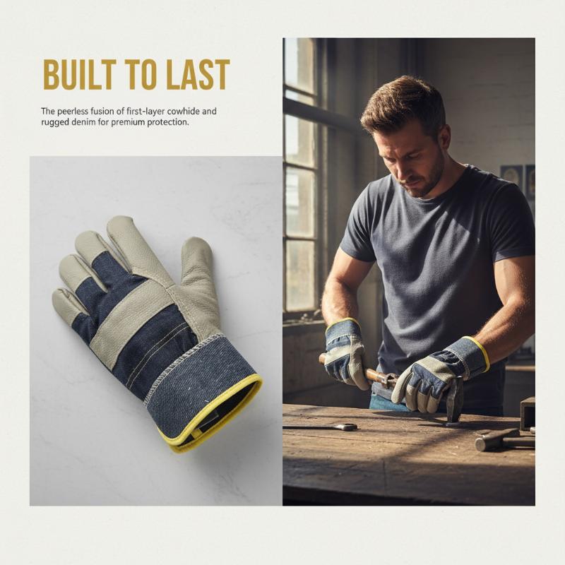 1 Paar Rindsleder-Denim-Handsc – Heavy Equipment Yard Bewertung und Preis
